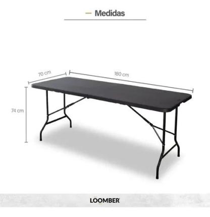 Set de 2 Mesas Plegables Negras 180 cm Portátiles