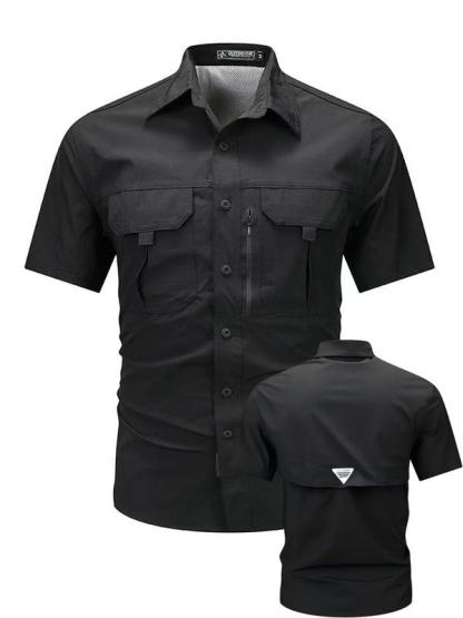 （Juego de 3 piezas）Camisa de trabajo para hombre de verano de manga corta y secado rápido, táctica para exteriores con múltiples bolsillos, transpirable con protección solar y diseño de malla en la espalda