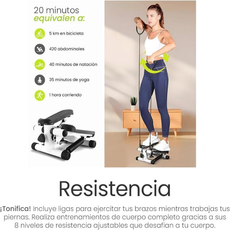 Mini Escaladora Fitness con Monitor LCD y Bandas de Resistencia Removibles para Ejercicio en Casa