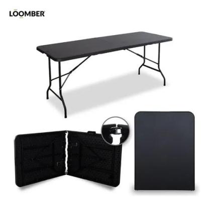 Set de 2 Mesas Plegables Negras 180 cm Portátiles