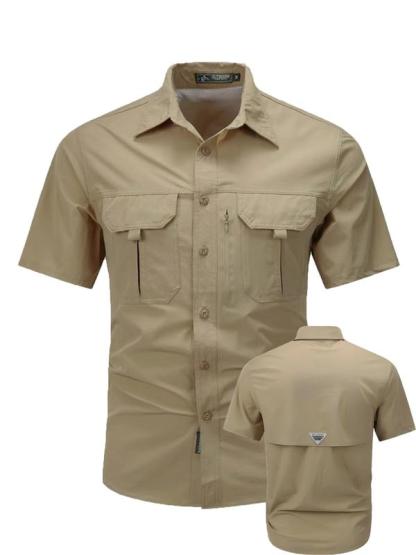 （Juego de 3 piezas）Camisa de trabajo para hombre de verano de manga corta y secado rápido, táctica para exteriores con múltiples bolsillos, transpirable con protección solar y diseño de malla en la espalda