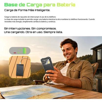 Cubot Kingkong Dura Robusto Dual Sim 128/256 Gb Negro 8/12 Gb Ram (ampliable Hasta 20 Gb) 2 Baterías Extraíbles de 5000 mAh + Cargador de Baterías Android 16  A