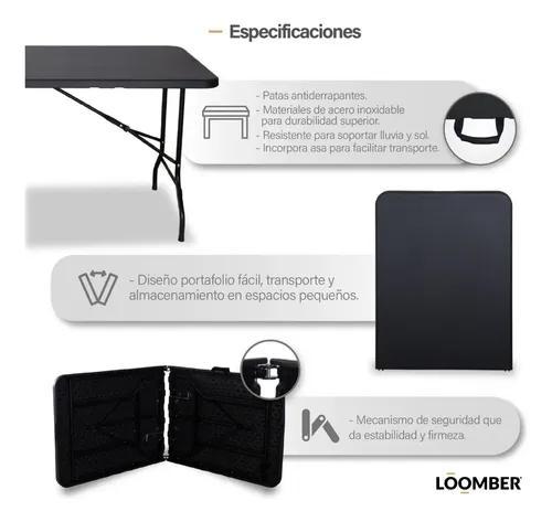 Set de 2 Mesas Plegables Negras 180 cm Portátiles