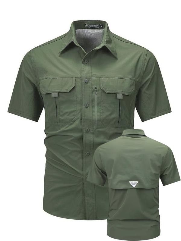 （Juego de 3 piezas）Camisa de trabajo para hombre de verano de manga corta y secado rápido, táctica para exteriores con múltiples bolsillos, transpirable con protección solar y diseño de malla en la espalda