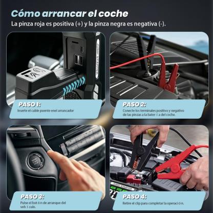 Arrancador de Batería Portátil 15000mAh con Compresor de Aire 150PSI para Auto, Moto y Emergencias