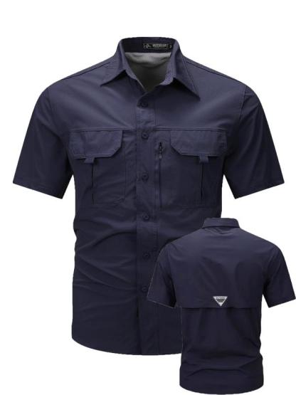 （Juego de 3 piezas）Camisa de trabajo para hombre de verano de manga corta y secado rápido, táctica para exteriores con múltiples bolsillos, transpirable con protección solar y diseño de malla en la espalda