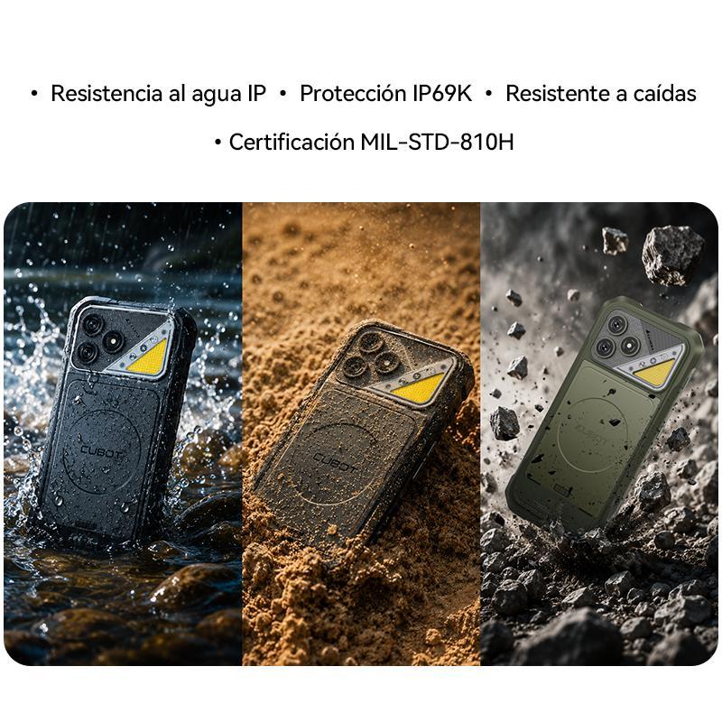 Cubot Kingkong Dura Robusto Dual Sim 128/256 Gb Negro 8/12 Gb Ram (ampliable Hasta 20 Gb) 2 Baterías Extraíbles de 5000 mAh + Cargador de Baterías Android 16  A