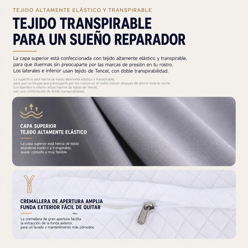 2piezas Almohada cervical de mariposa, espuma viscoelástica con doble altura , tela transpirable agradable al tacto, soporte ergonómico para el cuello para aliviar el sueño, gris y blanco
