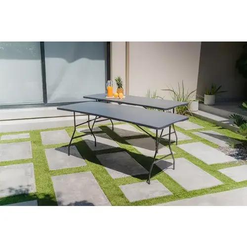 Set de 2 Mesas Plegables Negras 180 cm Portátiles