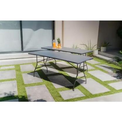 Set de 2 Mesas Plegables Negras 180 cm Portátiles