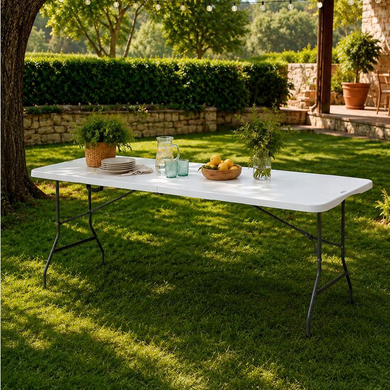 Envio Gratis Mesa Plegable de Plástico Resistente Color Blanca 180 centimetros Loomber