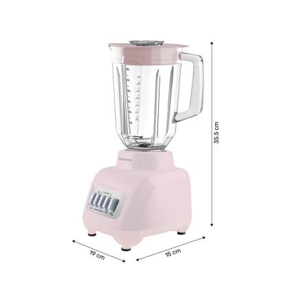 Licuadora Rosa Taurus Granite Ribbon Vaso de Vidrio 1.5L 500W , 4 Velocidades + Pulso, Smoothies, Salsas y Más Fácil y Rápido