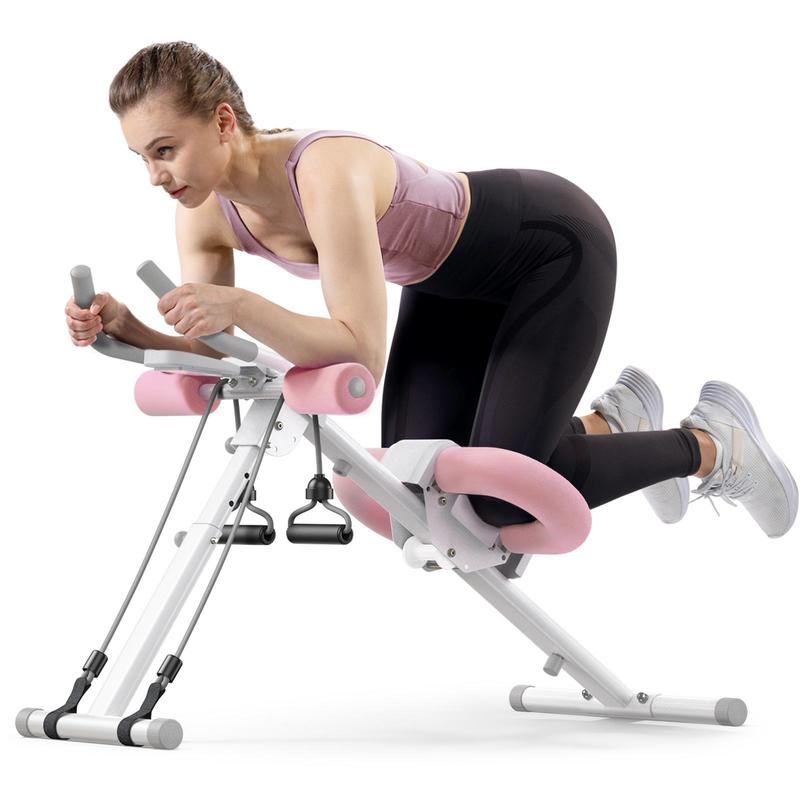 MERACH Máquina Entrenadora Abdominal Ajustable con Monitor LCD, Ejercicio Plegable para Núcleo, Brazos, Piernas y Glúteos, Acero Premium, 5 Niveles de Ajuste, Seguimiento Automático, 440 Libras Capacidad