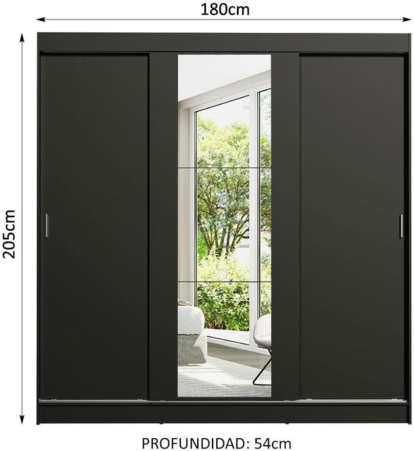 Madesa Ropero Closet con 3 Puertas y 1 Espejo Reno - Marrón