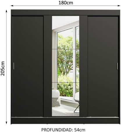 Madesa Ropero Closet con 3 Puertas y 1 Espejo Reno - Marrón
