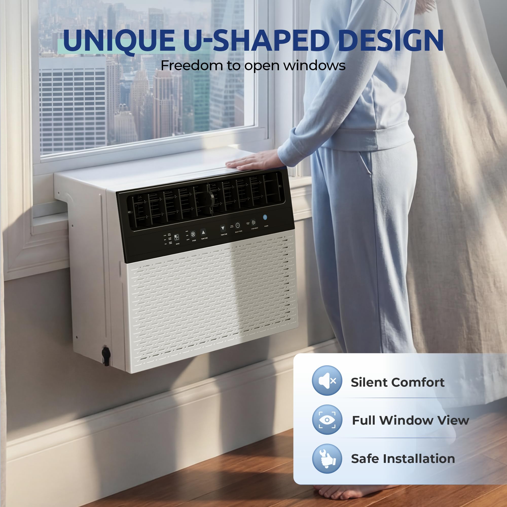 ☀️ Adiós al calor Midea 12.000 BTU Inversor inteligente en forma de U - Aire acondicionado de ventana - Enfría 550 pies cuadrados, ultra silencioso con funcionamiento de ventana abierta - Compatible con Alexa/Google