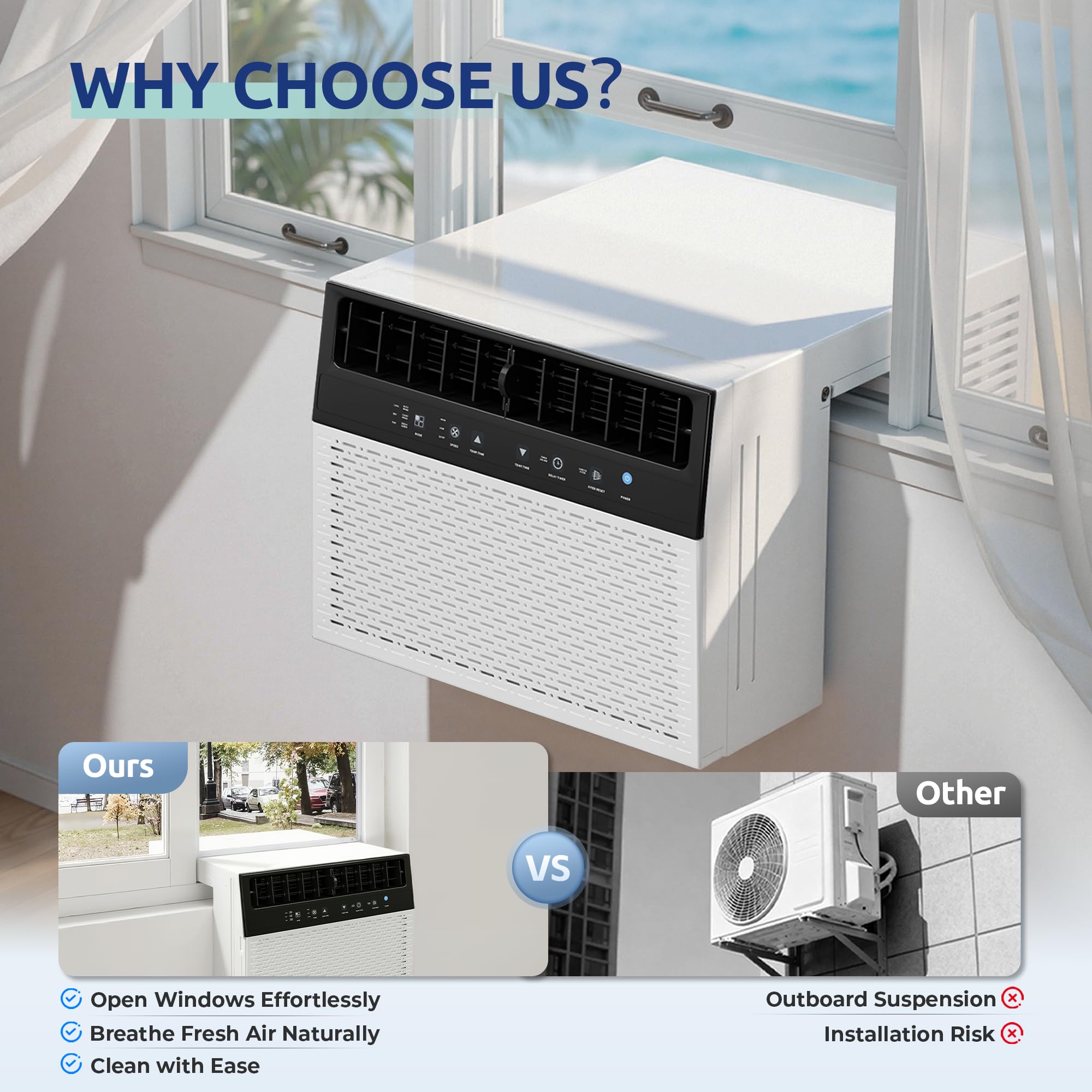 ☀️ Adiós al calor Midea 12.000 BTU Inversor inteligente en forma de U - Aire acondicionado de ventana - Enfría 550 pies cuadrados, ultra silencioso con funcionamiento de ventana abierta - Compatible con Alexa/Google