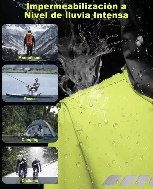 Traje de lluvia impermeable para moto, resistente y reflectante, ideal para protección total contra la lluvia intensa, diseño cómodo, portátil y ligero con capucha desmontable, perfecto para motociclistas, ciclistas y actividades al aire libre, mejora tu 