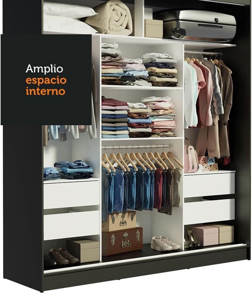 Madesa Ropero Closet con 3 Puertas y 1 Espejo Reno - Marrón