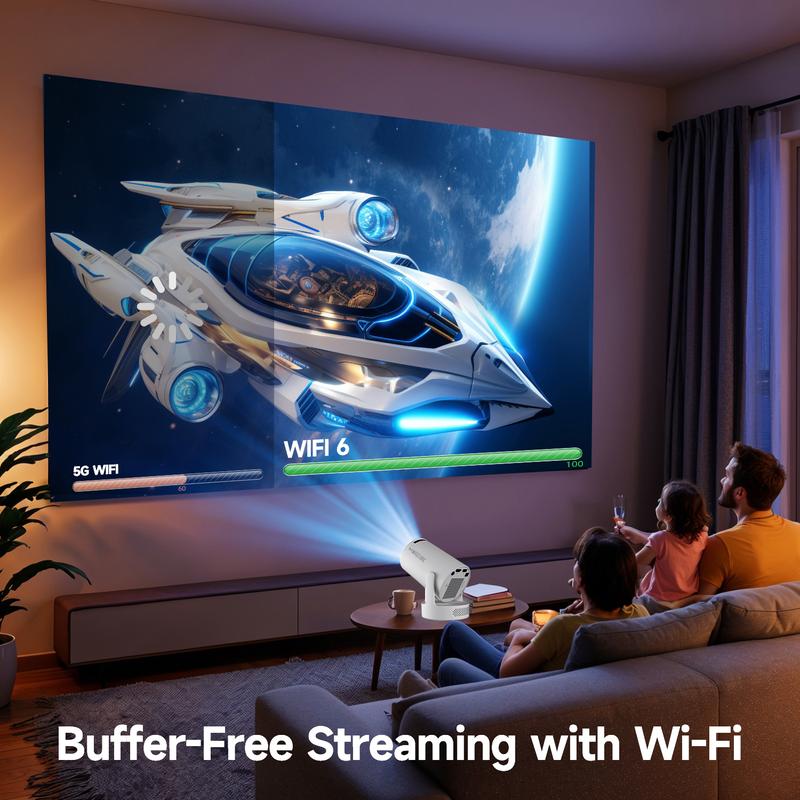 Magcubic HY300Pro+ Proyector Android 14.0 290ANSI Dual WiFi6 Soporta fuentes de video 8K Nativa 1280 x 720P relación de proyección corta de 0.8:1 BT5.4 altavoz integrado y App Store Allwinner H726, inteligente miniproyector portátil para cine en casa #Ven
