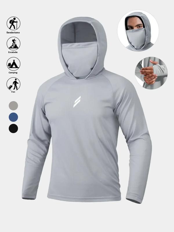Men's Sun Protection Hoodie Set,FishingHoodiewithMask,Casual Breathable Fishing Jacket,Quick Dry Sportswear with Face Cover,SunProtectionFishingGear,Outdoor Adventure Clothing,Sportswear and Activewear