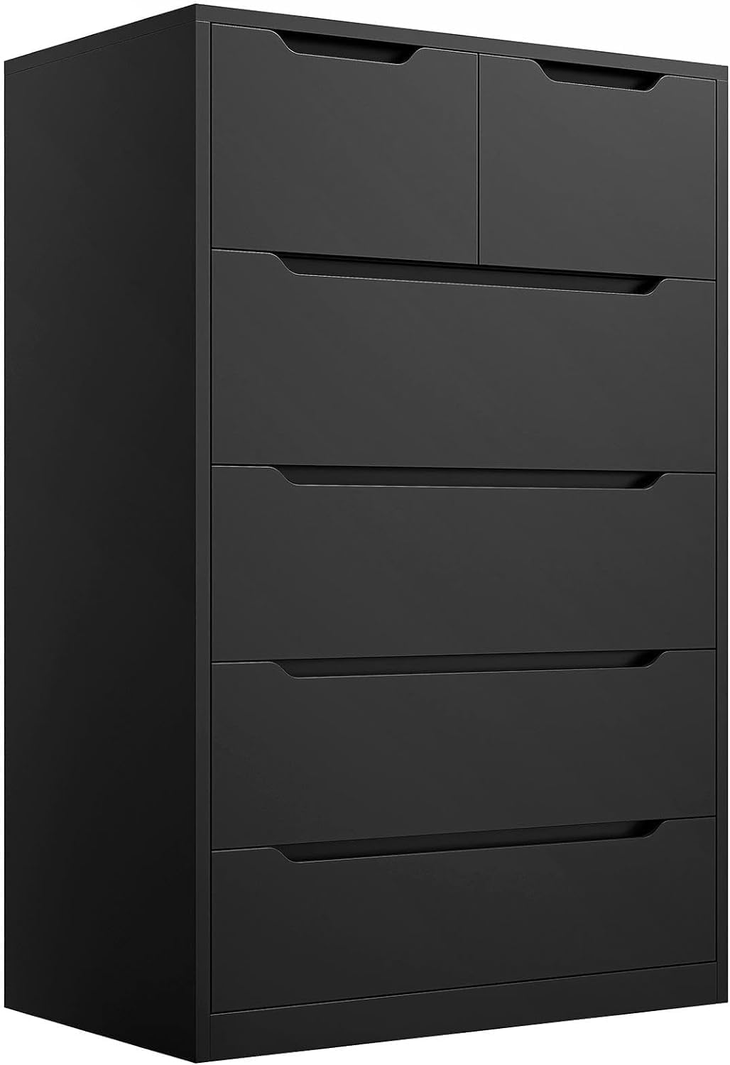 UNKKS Cajonera para Recamara para Hogar Y Oficina, Cómoda de 6 Cajones de Madera y riel de Metal Liso,Cómoda de Madera Grande y Cómoda para Recámara 70 * 40 * 110CM (Negro)