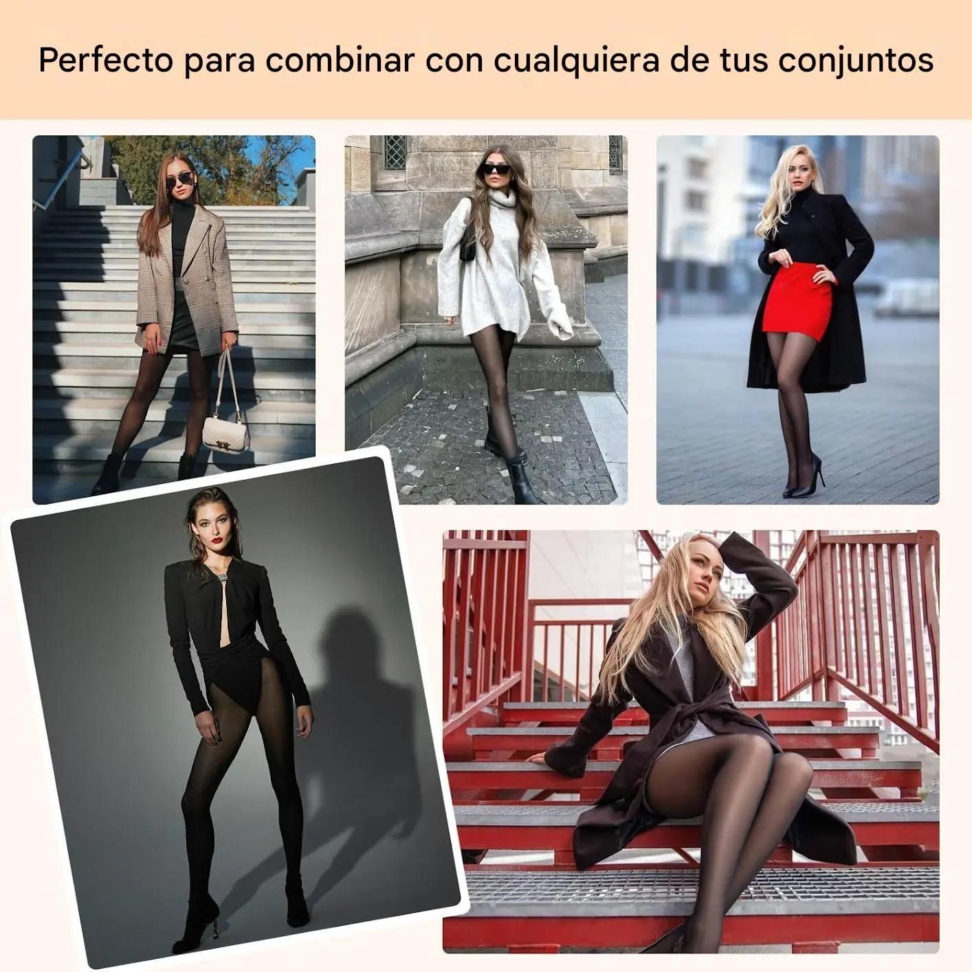 Miss Miriam, Paquete de 4 Medias Efecto Piel, No Afelpada, Suaves, Calidad Premium, Elásticas