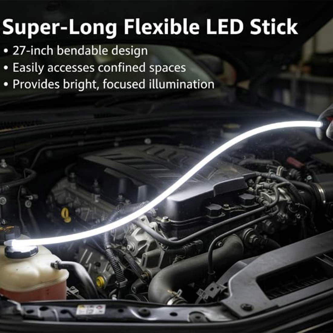 Linterna LED Flexible Recargable, Luz de Trabajo para Mecánicos, Barra de Luz LED para Reparaciones de Automóviles, Alta Luminosidad para Inspecciones en Garaje y Taller (2 PCS)