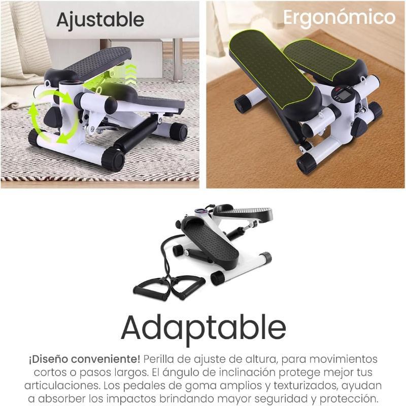 Mini Escaladora Fitness con Monitor LCD y Bandas de Resistencia Removibles para Ejercicio en Casa