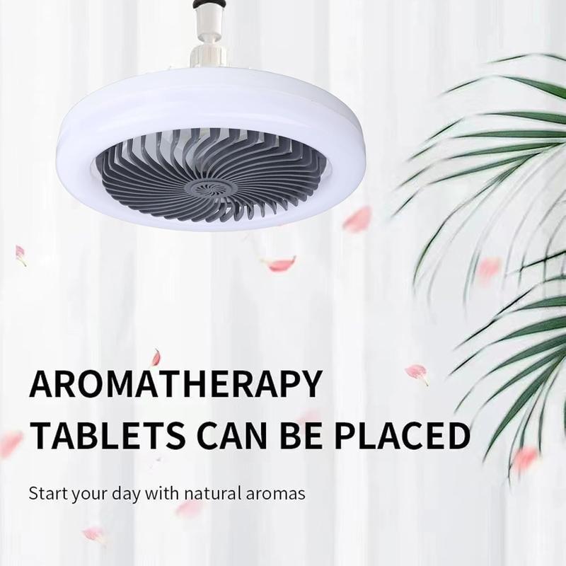 Lámpara ventilador con difusor de aromas y control remoto,Ventilador de techo cerrado con luz – Pequeños ventiladores de enchufe sin aspas de 10 pulgadas con control remoto, luces LED regulables de 3 velocidades de viento para garaje, sala de