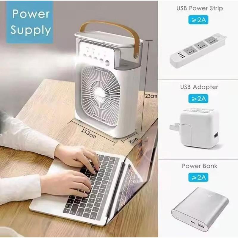Enfriadores portátiles 3 en 1, mini ventiladores, humidificadores y luces nocturnas para hogares y oficinas LED