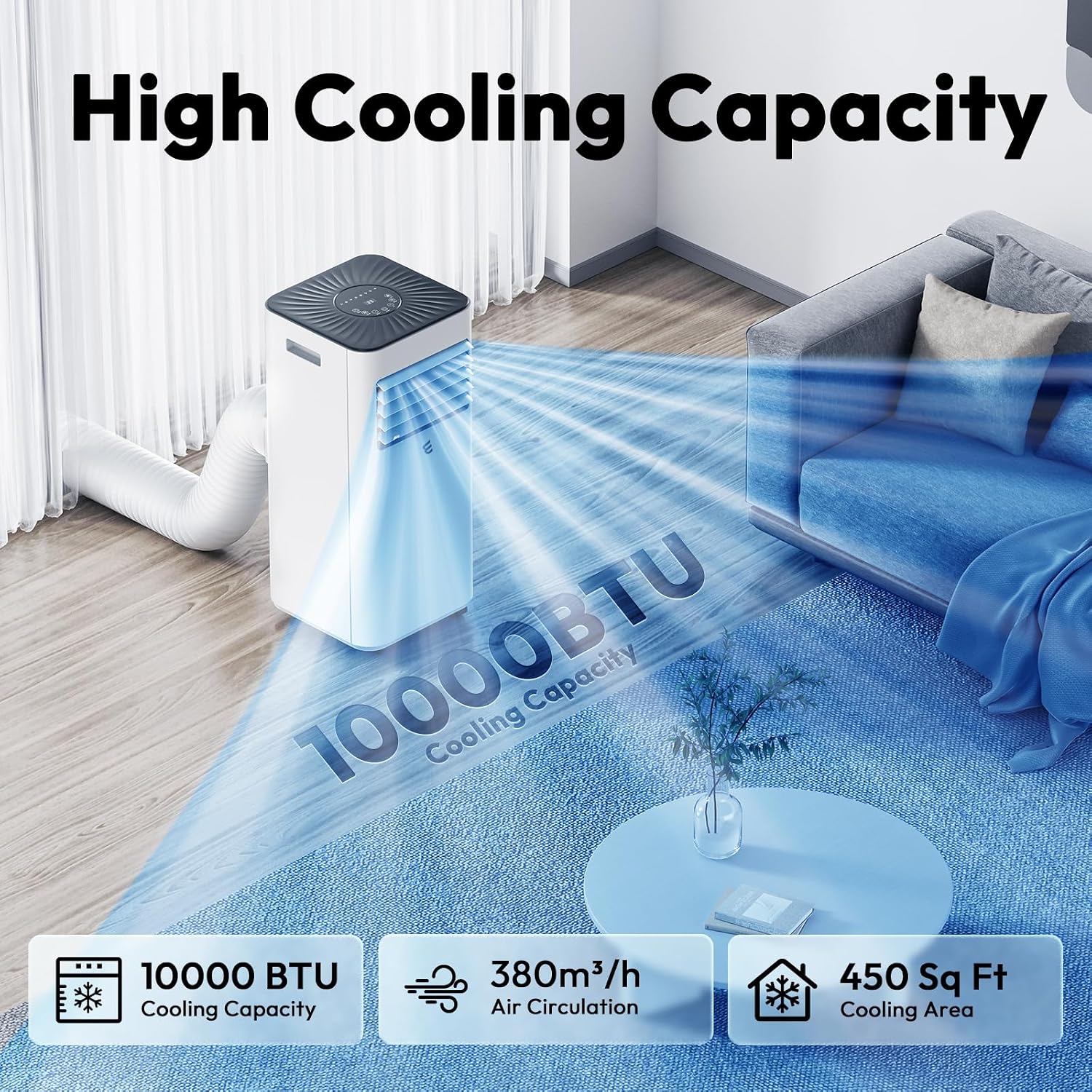 Aires acondicionados portátiles de 10.000 BTU, con control remoto.
