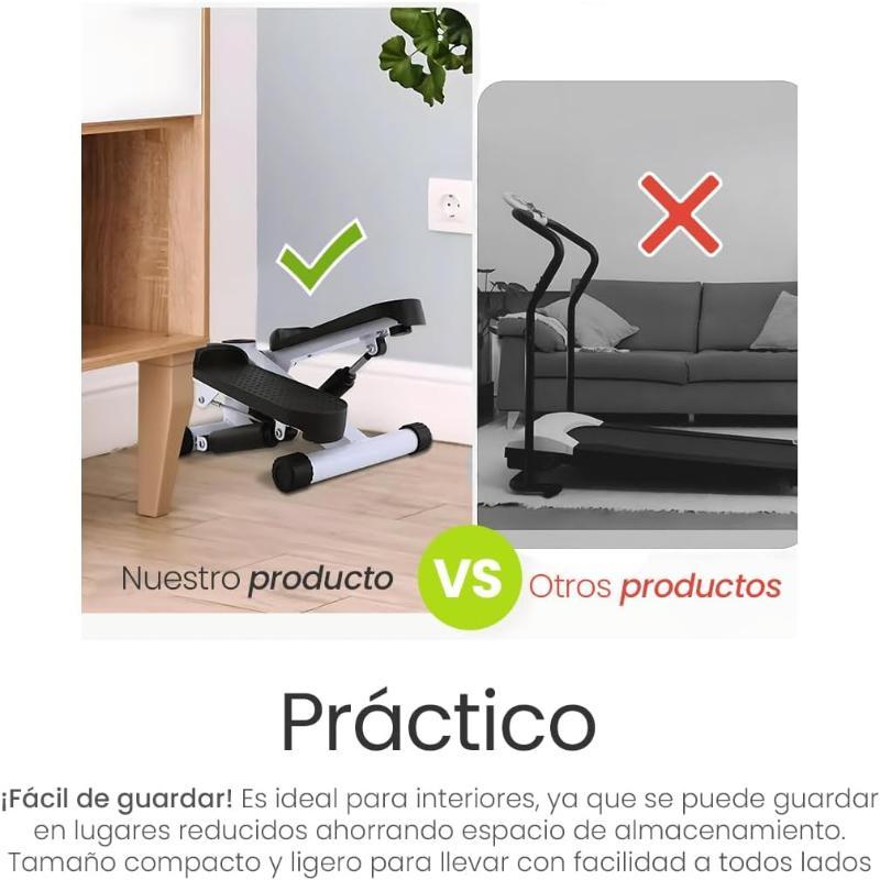 Mini Escaladora Fitness con Monitor LCD y Bandas de Resistencia Removibles para Ejercicio en Casa