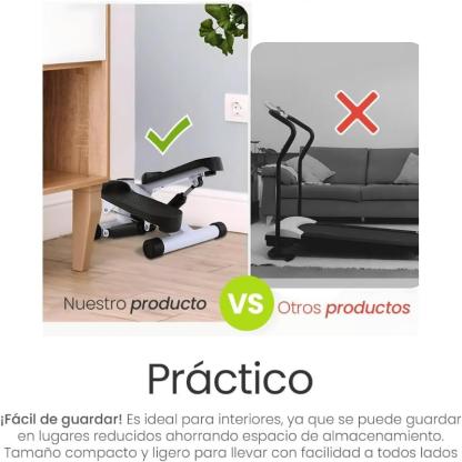 Mini Escaladora Fitness con Monitor LCD y Bandas de Resistencia Removibles para Ejercicio en Casa