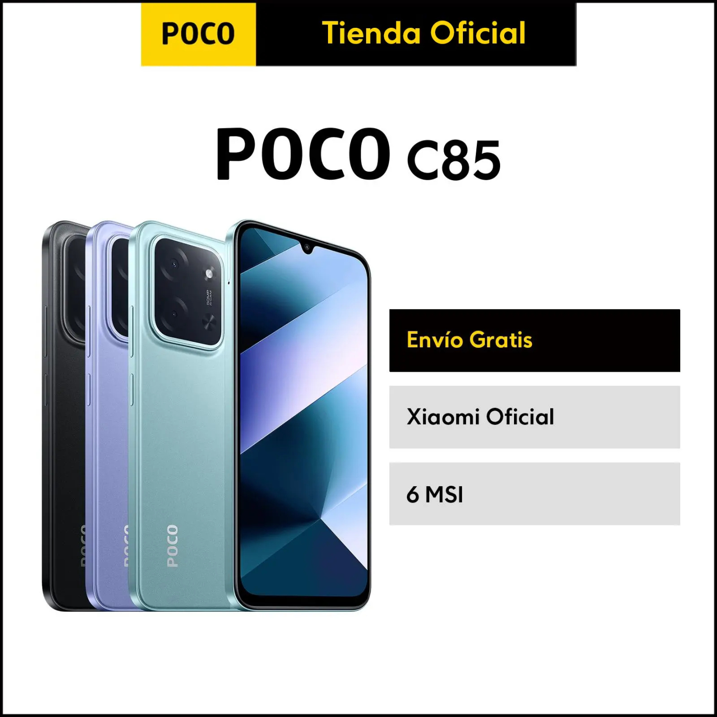 Poco C85 8GB RAM 256GB ROM cámara 50MP+8MP batería 6000mAh HyperCharging 33W NFC Resistente a salpicaduras, agua y polvo IP64 6MSI