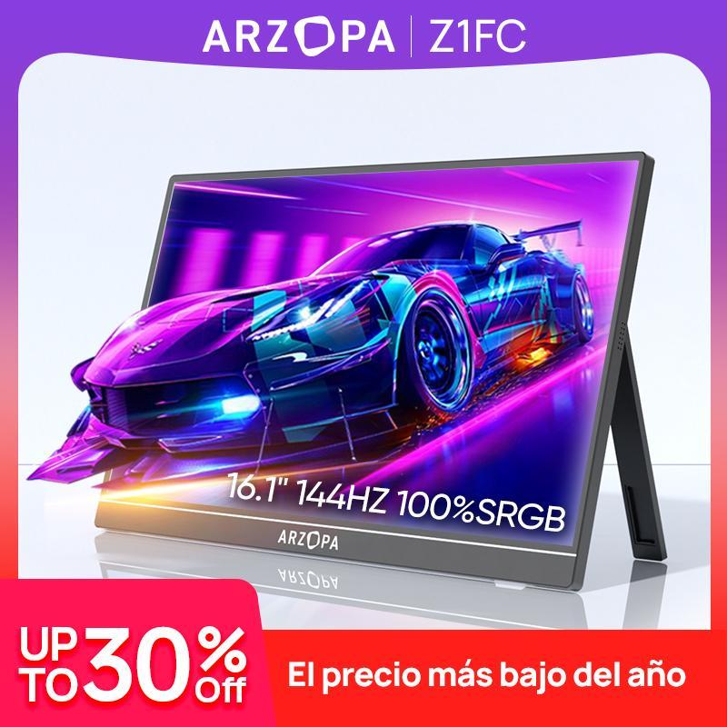 【Venta caliente】ARZOPA Monitor portátil para juegos de 16.1 pulgadas y 144 Hz/15.6 pulgadas y 60 Hz monitor portátil 100%sRGB 1080P FHD con HDR, ultra delgado, cuidado de los ojos, segunda pantalla externa para laptop PC PS5 Mac