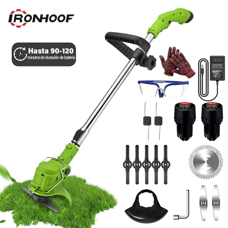 Ironhoof Desbrozadora Eléctrica Inalámbrica 12V con Hasta 90-120 Minutos de Duración de Batería y Accesorios Incluidos