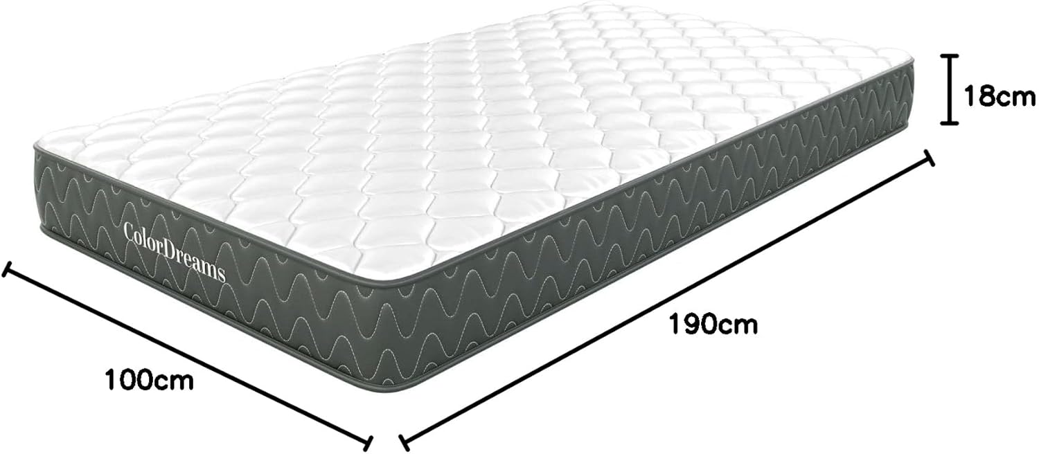 COLORDREAMS | Colchón en Caja Individual Essential Memory Foam – 100x190x18 cm – 5 Capas De Espuma de Alta Densidad y Tela – Firmeza Media – Hipoalergénico