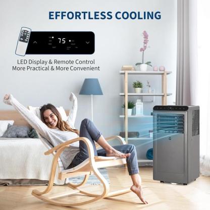10000 BTU Portable Air Conditioners, 4-In-1 Portable AC Unit for Rooms Up to 350 Sq. Ft, Dehumidifier, Fan, Energy Saving, Remote Control, 24 Hour Timer, Sleep Mode, for Bedroom/Office