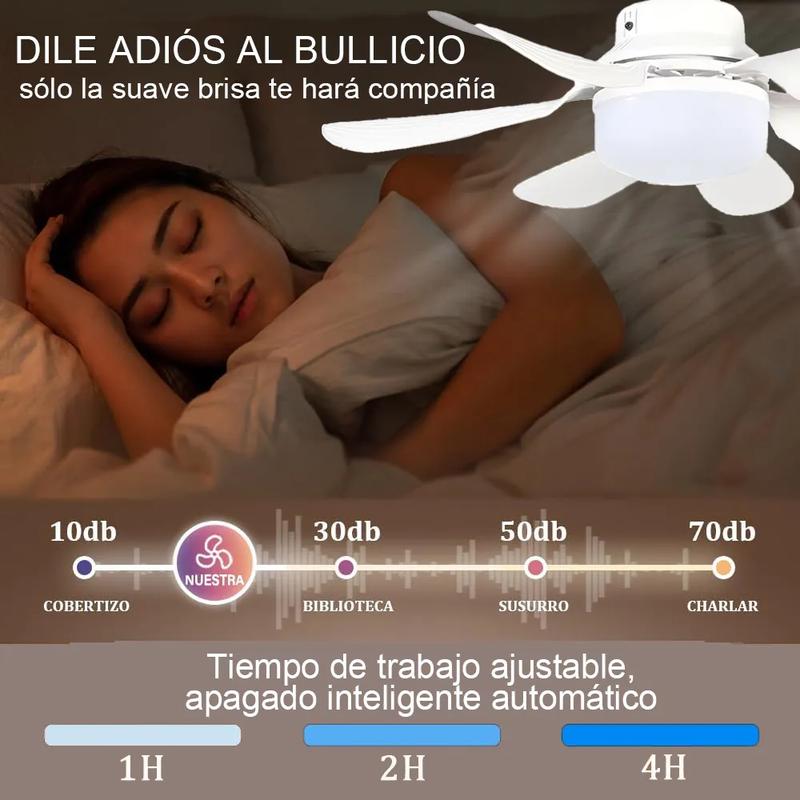 Ventilador De Techo Luz E27 Con Control Remoto Y Extensor