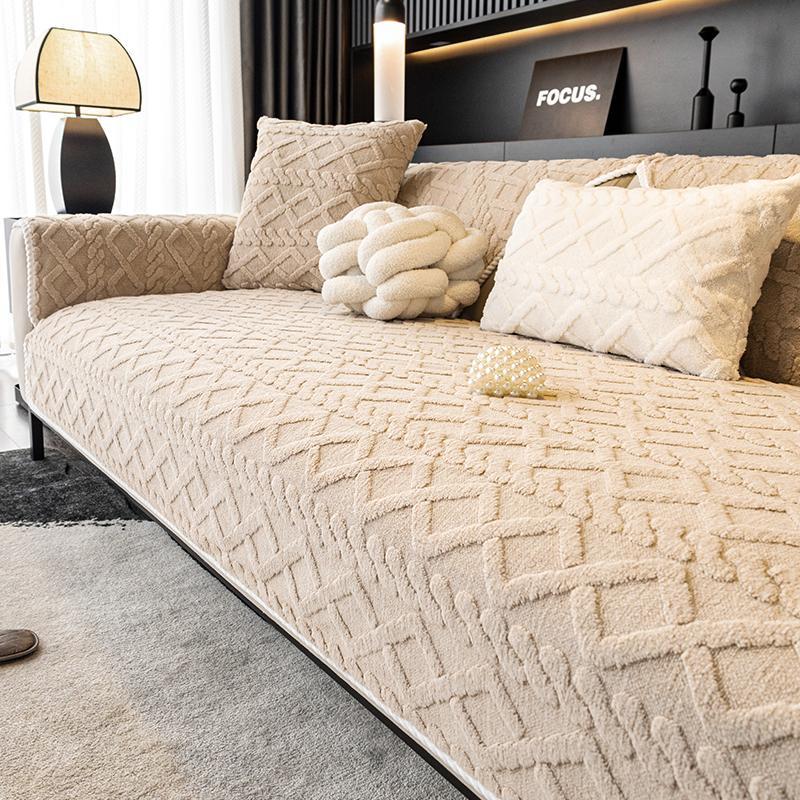 sofa cover Solid Color Cotton Velvet Sofa Cushion, 1 Count Simple and Modern Sofa Cover, Anti Slip Sofa Cover Cushion for Home Living Room Bedroom