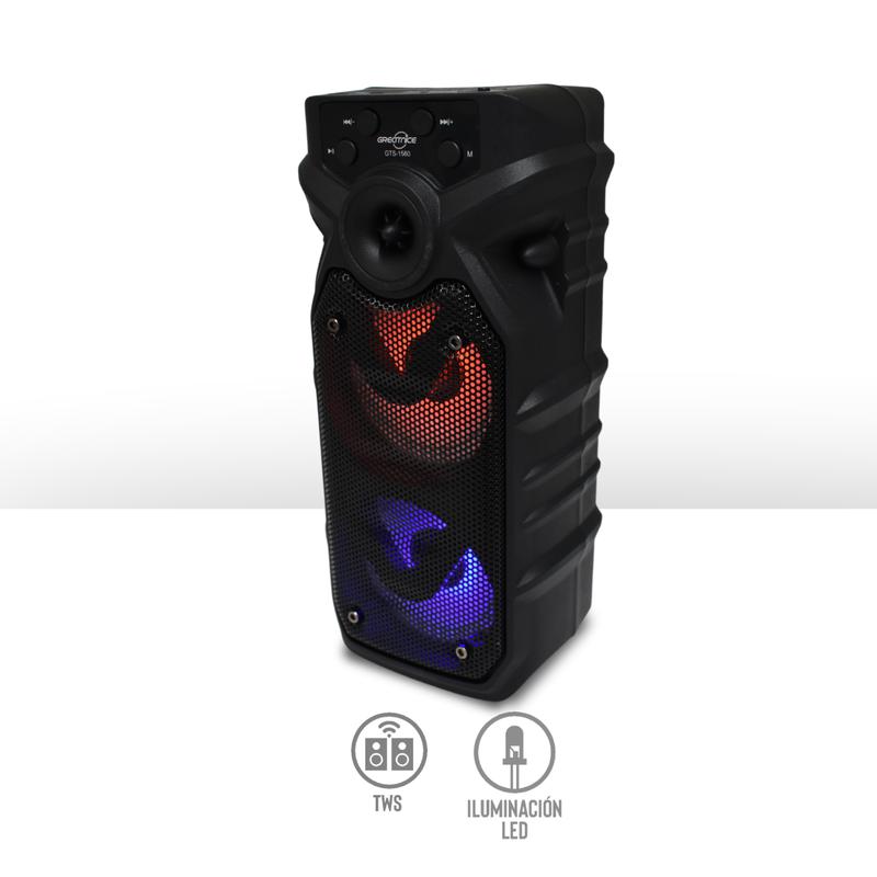 Bocina Bluetooth 3″ TWS: Vincula dos Bocinas Fácilmente con Luz LED GTS-1560
