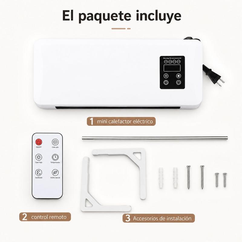 Calentador con control remoto, sin función de frío, calor y ventilación natural, sirve para secar ropa húmeda, apto para dormitorio, sala y departamento