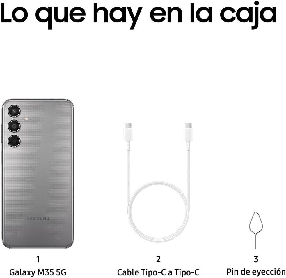 SAMSUNG Celular Galaxy M35 5G Gris 6GB RAM 128GB, Nacional con Garantía