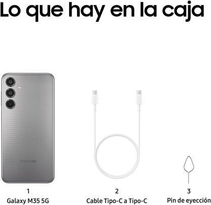 SAMSUNG Celular Galaxy M35 5G Gris 6GB RAM 128GB, Nacional con Garantía