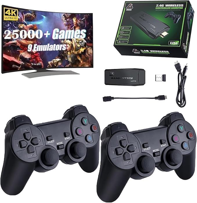 La consola de juegos retro inalámbrica MARKO incluye más de 30.000 juegos integrados, es compatible con gráficos 3D y videojuegos en alta definición 4K, e incluye 23 emuladores clásicos y dos mandos inalámbricos de 2,4 G.