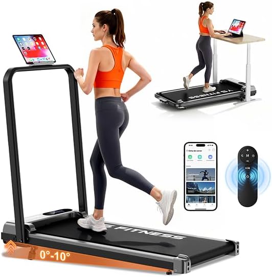 Caminadora Eléctrica con App Y Control Remoto, Caminadora Portatil Plegable, Walking Pad con Asa 3 Modos, Inclinación Ajustable 0-10°, Motor Silencioso 2.5HP, Pantalla Digital,120Kg para Hogar Oficina