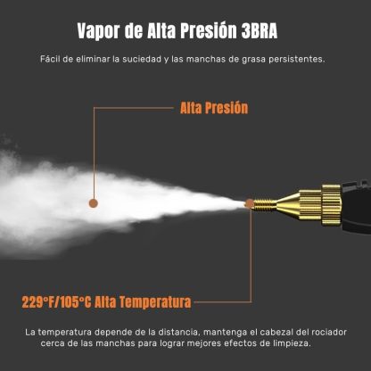 Limpiador de Vapor Portátil 2500W, con 3 Cabezales de Cepillo y 1 Boquilla Curva, Máquina Limpiador de Vapor de Mano Alta Presion Alta Temperatura para Limpieza Cocina, Baño, Coche,