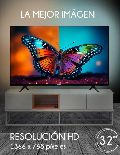 Televisión Smart TV 32” Android 14 HD | WiFi Apps Netflix YouTube | HDMI USB | Screen Mirroring | TV LED