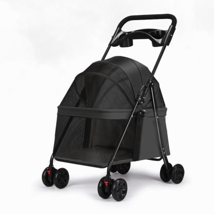 Carriola para Mascotas Plegable con Ruedas, Carrito Portátil para Perros, Gatos y Conejos, con Ventilación de Malla, Diseño Ligero y Cómodo, Ideal para Paseos y Viajes. Colores: Negro, Rosa, Gris y Azul